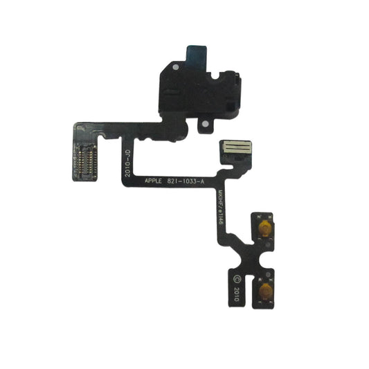 For iPhone 4 Headphone Jack, Volume and Mute Button Flex Cable - Black