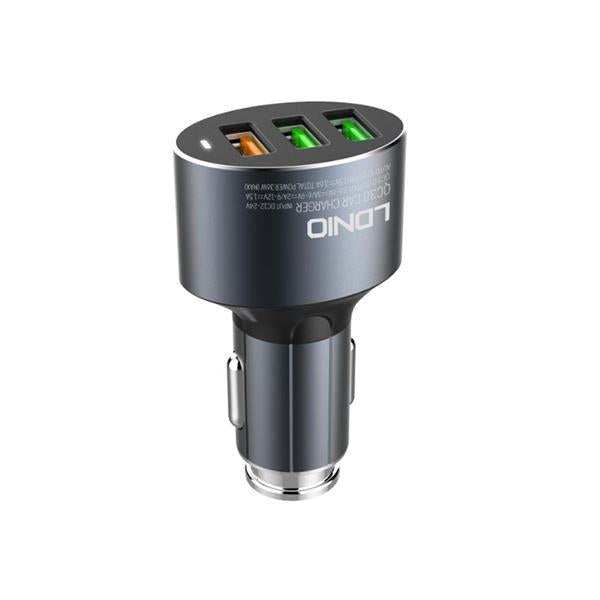 LDNIO C703Q 3 USB QC 3.0 Car Charger + Lightning Cable