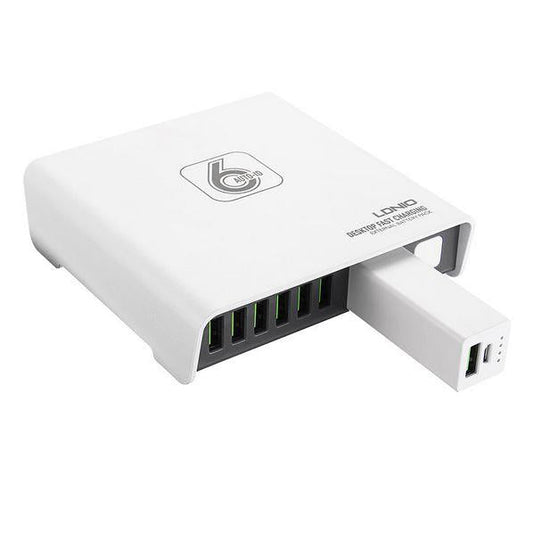LDNIO A6802 6 USB Ports Desktop Charger UK Plug with Power Bank 2600mAh