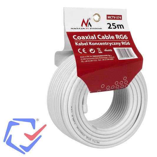 Maclean MCTV-574 TV Coaxial Satellite Cable SAT RG6 Monitoring FM AV CCTV DVB 1.0CCS 25M