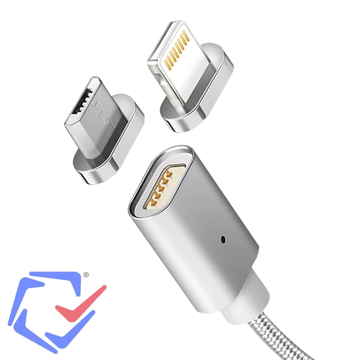 Maclean MCE160 USB microUSB Magnetic Metal Cable Charging Data Transfer iOS Android Lightning 1m