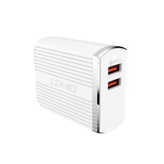 LDNIO A2502Q Dual USB QC 3.0 Home Charger + Lightning Cable