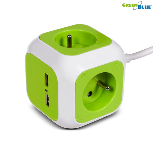 GreenBlue GB118 MagicCube 2xUSB 1.4m French Type Multi Powered 2xUSB