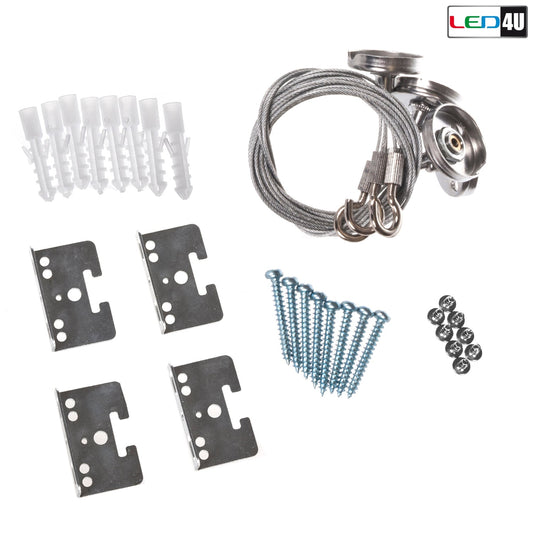 LED4U LD159 LED Panel Ceiling Mounting Accessories Set Rope Wall Plug Screw Cable Bracket Clamp