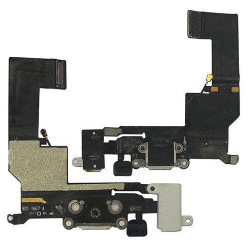 For iPhone 5S Charging Port with Headphone Jack Microphone - White