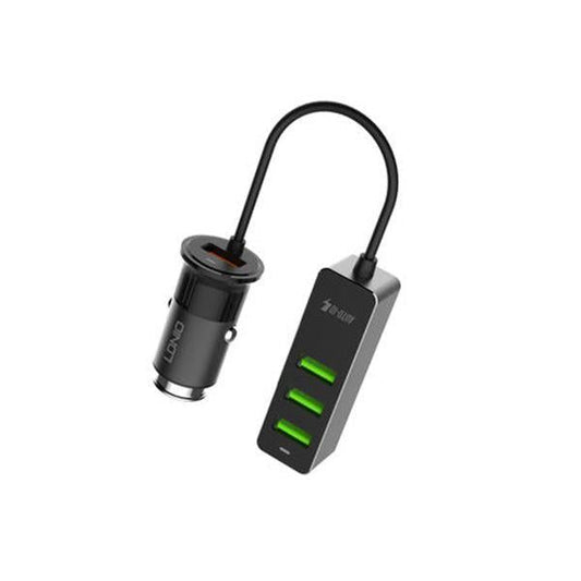 LDNIO C61 4 USB 1.2M QC3.0 USB Car Charger + 3 USB Hub